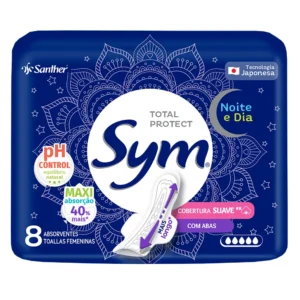 Absorvente Sym Cobertura Suave Dia E Noite Com Abas